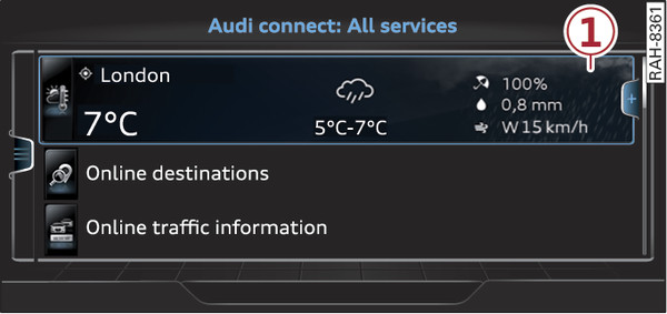 Fig. 223 Audi connect (infotainment): Home